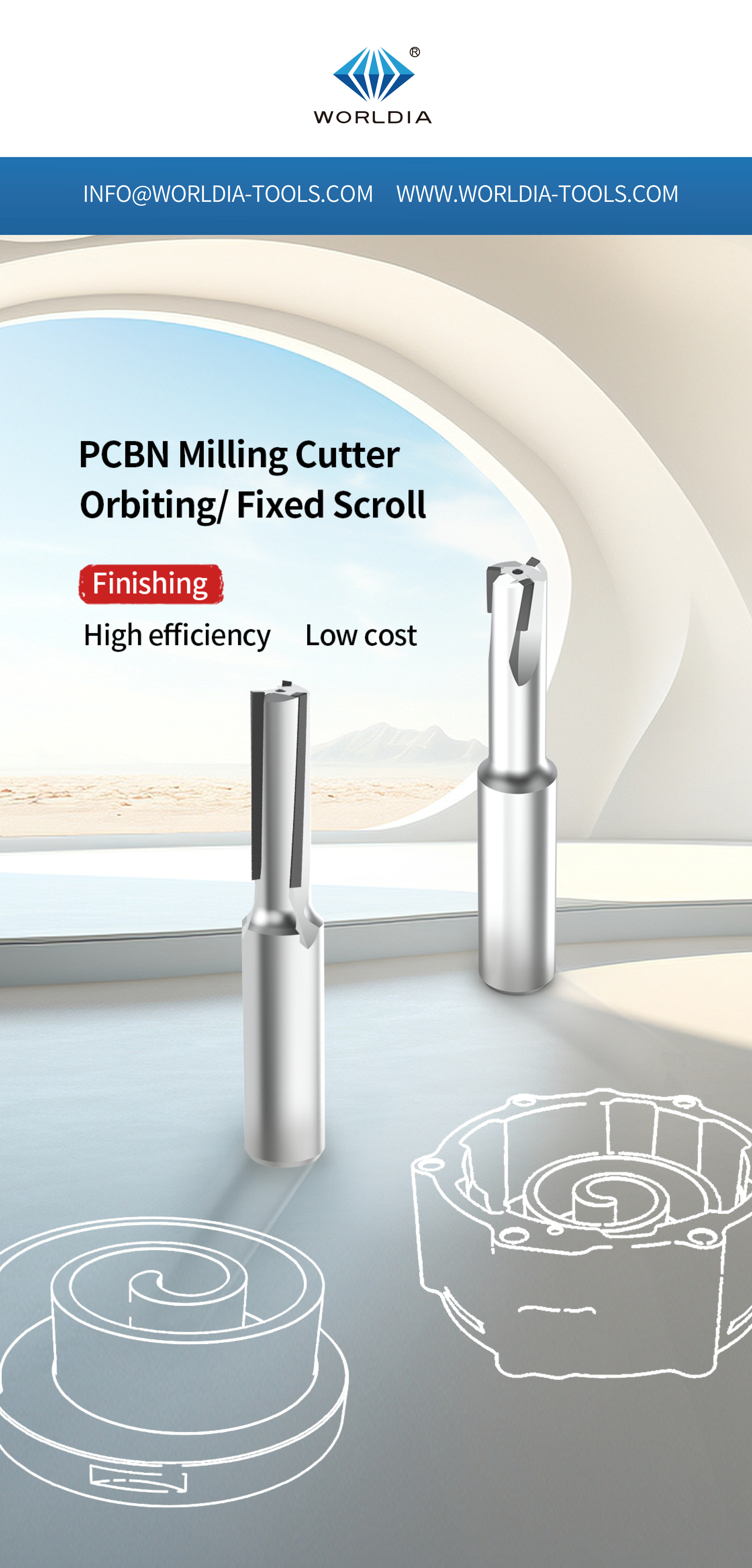 PCBN milling cutter for finishing orbiting/fixed Scroll!